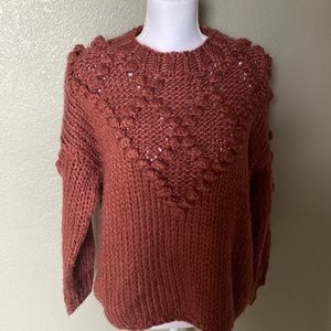 Amaryllis Women’s Chunky Cable Knit Sweater, size M/L copper colored